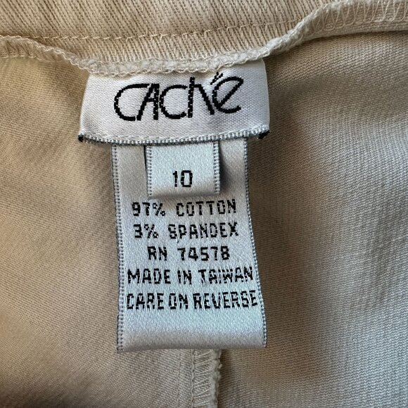 Vintage Cache Womens 10 Pants Wide Leg Flared Ivory 1990s Preppy Retro Career - Picture 9 of 10